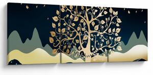 Slika zlatnog stabla (sa satom) (90x30 cm)