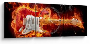Slika - Gitara u plamenu (sa satom) (90x30 cm)