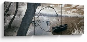 Slika čamca na jezeru (sa satom) (90x30 cm)