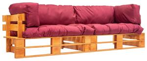 VidaXL 2-dijelni vrtni set sofa od paleta s crvenim jastucima borovina