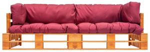 VidaXL 2-dijelni vrtni set sofa od paleta s crvenim jastucima borovina