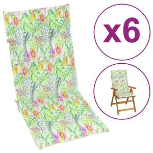 VidaXL Jastuci za vrtne stolice 6 kom uzorak lišća 120x50x3 cm tkanina