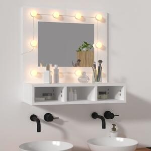 VidaXL Ormarić s ogledalom i LED svjetlima bijeli 60 x 31,5 x 62 cm
