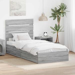 Krevet s od storage Siva Sonoma 70 x 190 cm Konstruirano drvo - Siva / 70 x 190 cm