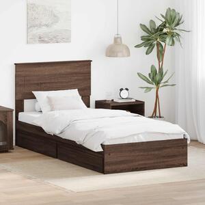 Krevet s od storage Smeđi hrast 75 x 190 cm Konstruirano drvo - Smeđa / 75 x 190 cm