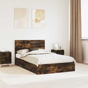 Krevet s od storage s uzglavljem Dimljeni hrast 135 x 190 cm - Smeđa / 135 x 190 cm