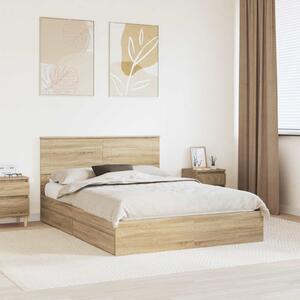 Krevet s od storage Sonoma hrast 140 x 190 cm Konstruirano drvo - Smeđa / 140 x 190 cm