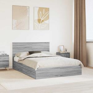 Krevet s od storage Siva Sonoma 140 x 200 cm Konstruirano drvo - Siva / 140 x 200 cm