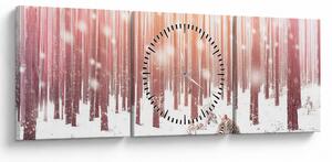 Slika - Zebra u snježnoj šumi (sa satom) (90x30 cm)