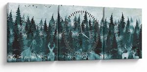 Slika - Životinje u šumi (sa satom) (90x30 cm)