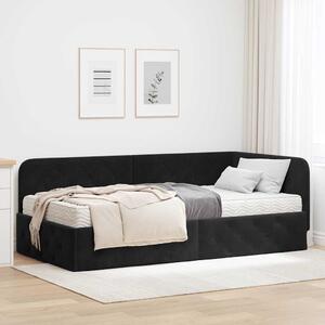 Kutni okvir kreveta Crna 90 x 190 cm Baršun - Crna / 90 x 190 cm
