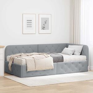 Kutni okvir kreveta Svijetlo siva 90 x 190 cm tkanina - Svjetlosiva / 90 x 190 cm