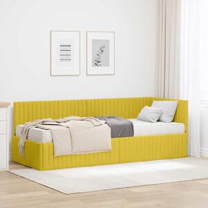 Kutni krevetni okvir s madracem s uzglavljem 2 pcs Žuta Baršun - Žuta / 80 x 200 cm