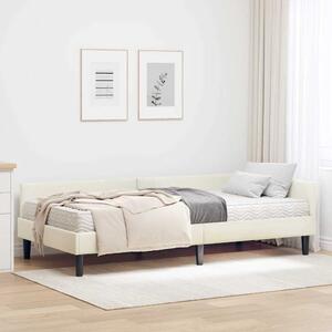 Kutni krevetni okvir s madracem Ostalo 2 pcs Krema Baršun - Krem / 80 x 200 cm