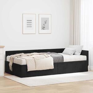 Kutni krevetni okvir s madracem Ostalo 2 pcs Crna Baršun - Crna / 80 x 200 cm