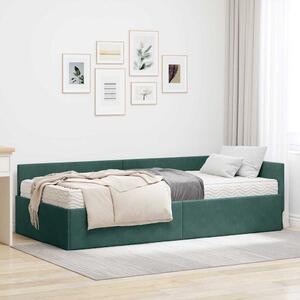 Kutni krevetni okvir s madracem Ostalo 2 pcs Zelena Baršun - Crvena / 80 x 200 cm