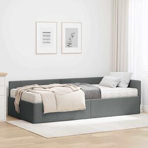 Kutni krevetni okvir s madracem Ostalo 2 pcs Siva tkanina - Siva / 80 x 200 cm
