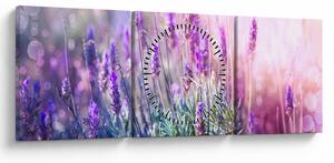 Slika - Lavanda u sjaju sunca (sa satom) (90x30 cm)