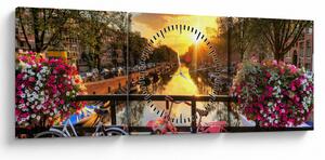 Slika - Izlazak Sunca u Amsterdamu (sa satom) (90x30 cm)