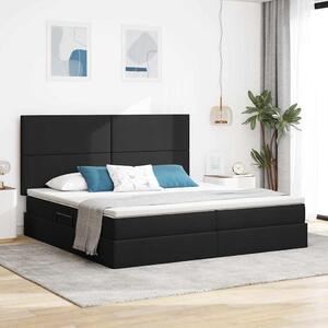 Krevet s madracem i skladištem Crna 200 x 200 cm tkanina - Crna / 200 x 200 cm