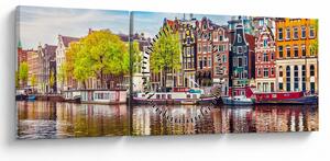 Slika - Plesajuće kuće, Amsterdam (sa satom) (90x30 cm)
