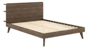 Smeđi bračni krevet od borovine s podnicom 180x200 cm Retreat - Karup Design