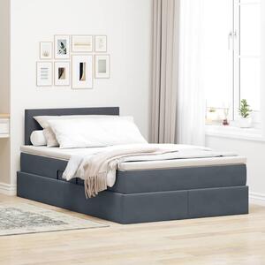 Krevet s od storage s madracem Tamno siva 120 x 200 cm Baršun - Siva / 120 x 200 cm