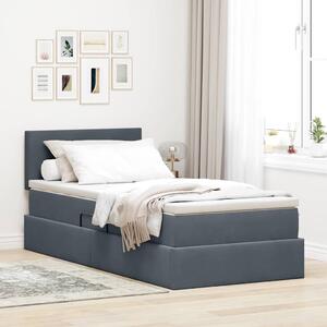 Krevet s od storage s madracem Tamno siva 90 x 200 cm Baršun - Siva / 90 x 200 cm
