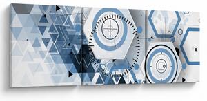 Slika - Geometrijska apstrakcija (sa satom) (90x30 cm)