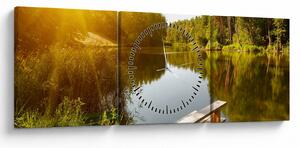 Slika - Jezero u šumi (sa satom) (90x30 cm)