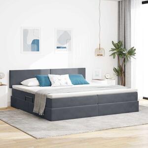 Krevet s od storage s madracem Tamno siva 200 x 200 cm Baršun - Siva / 200 x 200 cm