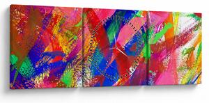 Slika - Apstrakcija u boji (sa satom) (90x30 cm)
