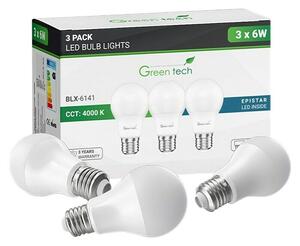 Green Tech Set LED žarulja (E27, Reguliranje: Bez prigušivanja, Hladna bijela, 600 lm, 6 W)