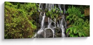 Slika slapa u tropskoj šumi (sa satom) (90x30 cm)