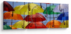 Slika šarenih kišobrana (sa satom) (90x30 cm)