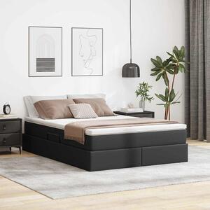 Krevet s madracem i skladištem Crna 140 x 190 cm Lažna koža - Crna / 140 x 190 cm