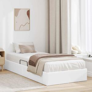 Krevet s od storage Čista bijela 100 x 190 cm Umjetna koža - Bijela / 100 x 190 cm