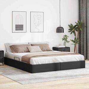 Krevet s od storage s pohranom Crna 183 x 213 cm Umjetna koža - Crna / 183 x 213 cm