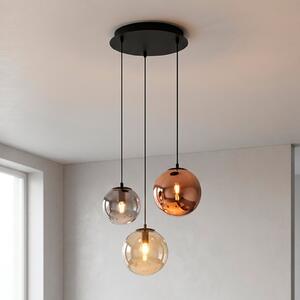 JUST LIGHT. GmbH Sjajna viseća lampa, za 3 žarulje, okrugla, višebojna, staklena, E14, prigušiva, Crno, Dnevni boravak/blagovaonica, Staklo, Zavjese u paketu