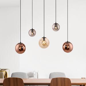 JUST LIGHT. GmbH Sjajna viseća lampa, 5 žarulja, duga, šarena, staklena, E14, prigušiva, Crno, Dnevni boravak/blagovaonica, Staklo