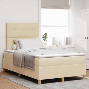 LED Box Spring Krevet s uzglavljem Krema 120 x 200 cm tkanina - Krem / 120 x 200 cm