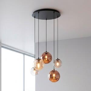 JUST LIGHT. GmbH Sjajna viseća lampa, 5 žarulja, okrugla, šarena, staklena, E14, prigušiva, Crno, Dnevni boravak/blagovaonica, Staklo, Zavjese u paketu