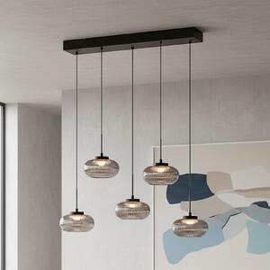 JUST LIGHT. GmbH Noctis LED viseća svjetiljka, 5 žarulja, dimljeno siva, staklo, prigušiva,, prigušiva, Sivo, Dnevni boravak/blagovaonica, Staklo