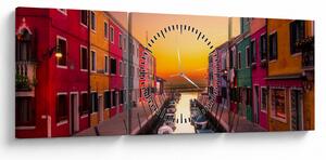 Slika - Zalazak sunca, otok Burano, Venecija, Italija (sa satom) (90x30 cm)