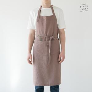 Ljubičasta lanena pregača Linen Tales Chef, duljina 100 cm