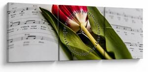 Slika crvenog tulipana (sa satom) (90x30 cm)