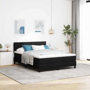 Krevet s opruga kutije s uzglavljem Crna 140 x 190 cm tkanina - Crna / 140 x 190 cm