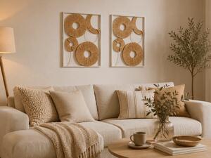 Set 2 kom zidna dekoracija CIRCLES metal 48x68 cm, bijela / bež