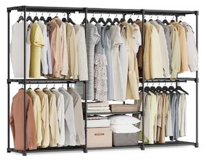 Otvoreni ormar s policama DRESSIO, 205x43x166 cm, crna SongmicsHome
