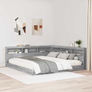 Krevet s policama s uzglavljem Sivi hrast sonoma 180 x 200 cm - Siva / 180 x 200 cm